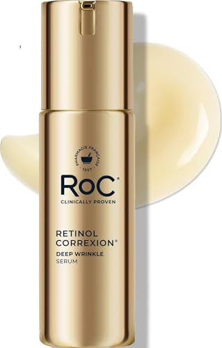 RoC Retinol Correxion Deep Wrinkle Retinol Face Serum with Ascorbic Acid, Anti-Aging Treatment for Fine Lines, Dark Spots, Post Acne Scars, 1 Oz (Packaging May Vary)