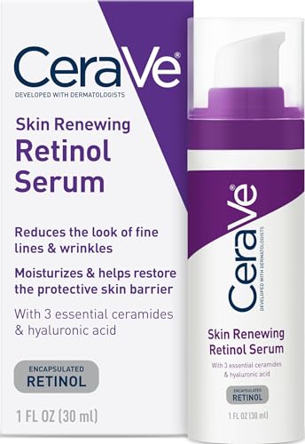 CeraVe Anti Aging Retinol Serum For Face, Encapsulated Retinol With Hyaluronic Acid, Niacinamide & Ceramides, Smooths Wrinkles & Fine Lines, Gentle Skin Brightening Serum, Fragrance Free, 1 Oz