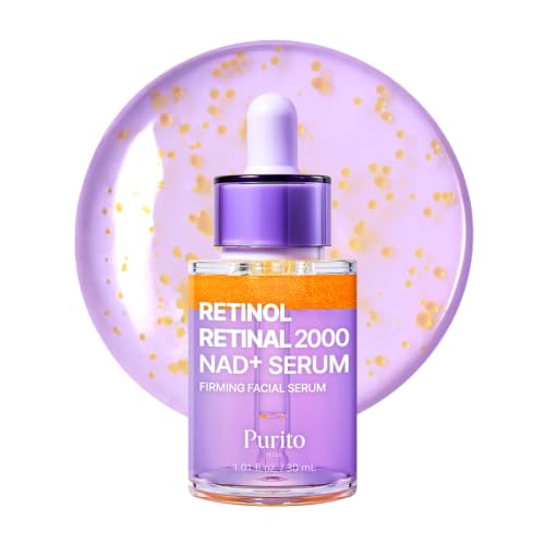 PURITO Retinol 0.1% + Retinal 0.1% Serum for Sensitive Skin, 1.01 fl.oz | Anti-Aging Facial Serum, Wrinkles & Fine Lines, Dual Retinoids with NAD+, Elasticity & Skin Texture, Korean Skincare