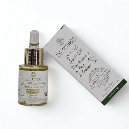 Be Artisan Organic Prickly Pear Oil for Face 100% Pure, Cold-Pressed, Anti-Aging Facial Oil, Hydration, Brightening & Fine Lines Rich in Vitamin E Moroccan Spa Skincare Suitable for All Skin Types