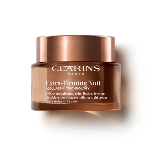 Clarins NEW Extra-Firming Night Moisturizer | Firming and Renewing Anti Aging Night Cream | Contains Collagen Polypeptide, Avocado Peptides, Shea Butter & Niacinamide | Refillable | Dry Skin Type