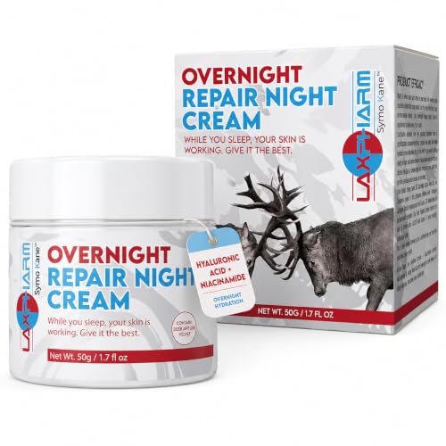 Overnight Repair Night Cream with Hyaluronic Acid & Niacinamide – Hydrating Face Moisturizer Helps Improve Skin Smoothness & Soft Appearance, Lightweight Night Skincare for All Skin Types – 50g/1.7 oz
