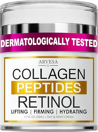 Retinol Cream for Face with Collagen Peptides, Anti-Aging Moisturizer | Hyaluronic Acid, Wrinkle Cream for Women & Men, Firming Face Cream, Day & Night Skin Care, Neck & Decollete, 1.7 fl oz