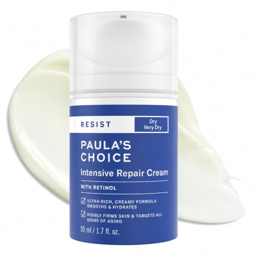 Paula's Choice RESIST Intensive Repair Face Moisturizer with Retinol, Hyaluronic Acid & Jojoba, Anti-Aging Face Cream for Dry, Chapped Skin, Fragrance-Free, 1.7 Fl Oz.