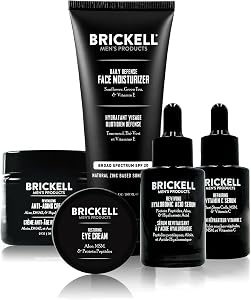 Brickell Men's Complete Defense Anti Aging Routine, Night Face Cream, Day & Night Seru