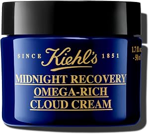 Kiehl's Midnight Recovery Omega Rich Botanical Night Cream, Overnight Renewing Face Moistu