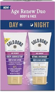 Gold Bond Age Renew Day & Night Duo Lotion Set for Body & Face, Crepe Corrector &a