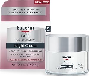 Eucerin Q10 Anti-Wrinkle Night Cream + Pro-Retinol, Facial Cream for Sensitive Skin, 1.7 O